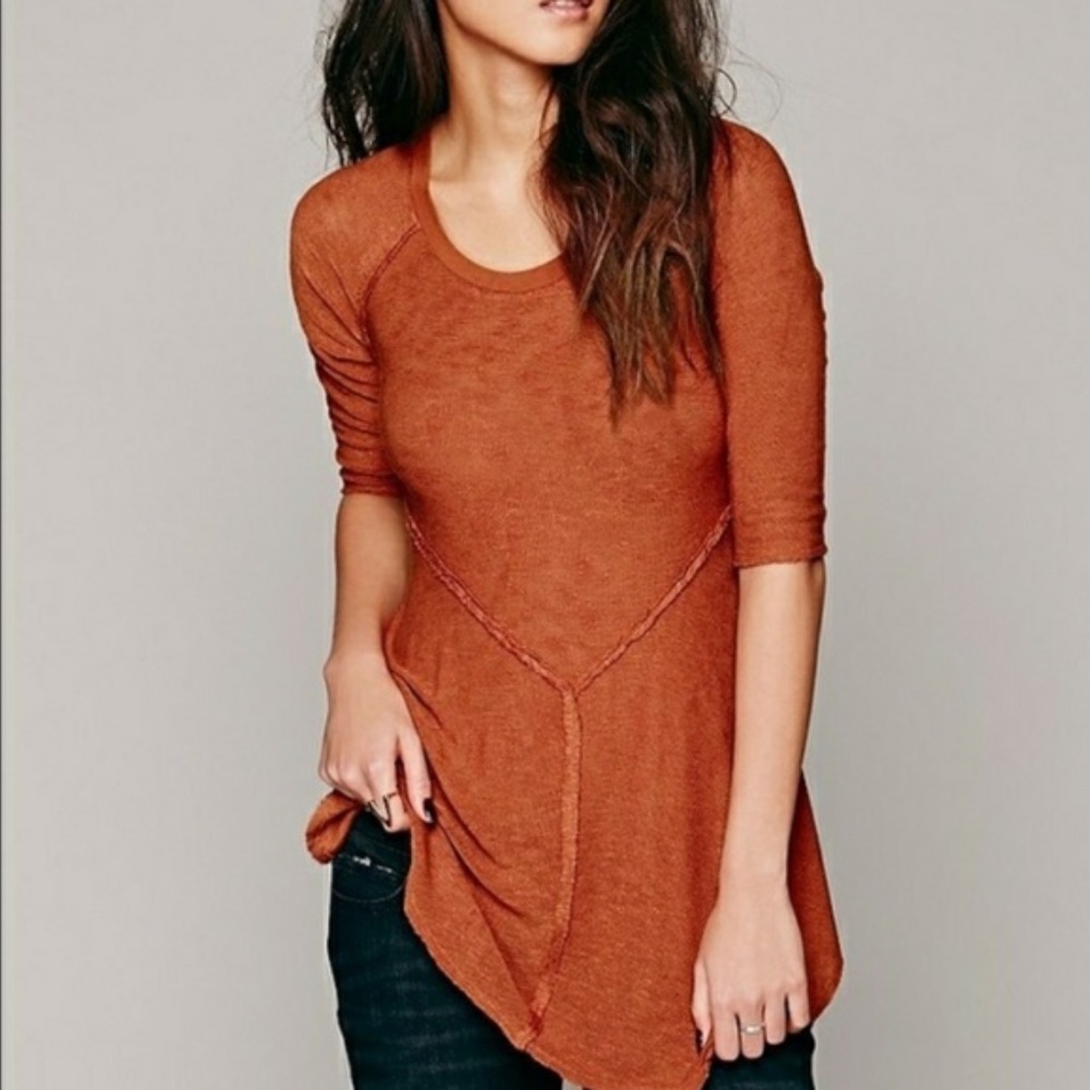 Free People Intimately Weekend Layer Top Tunic in Burnt Orange